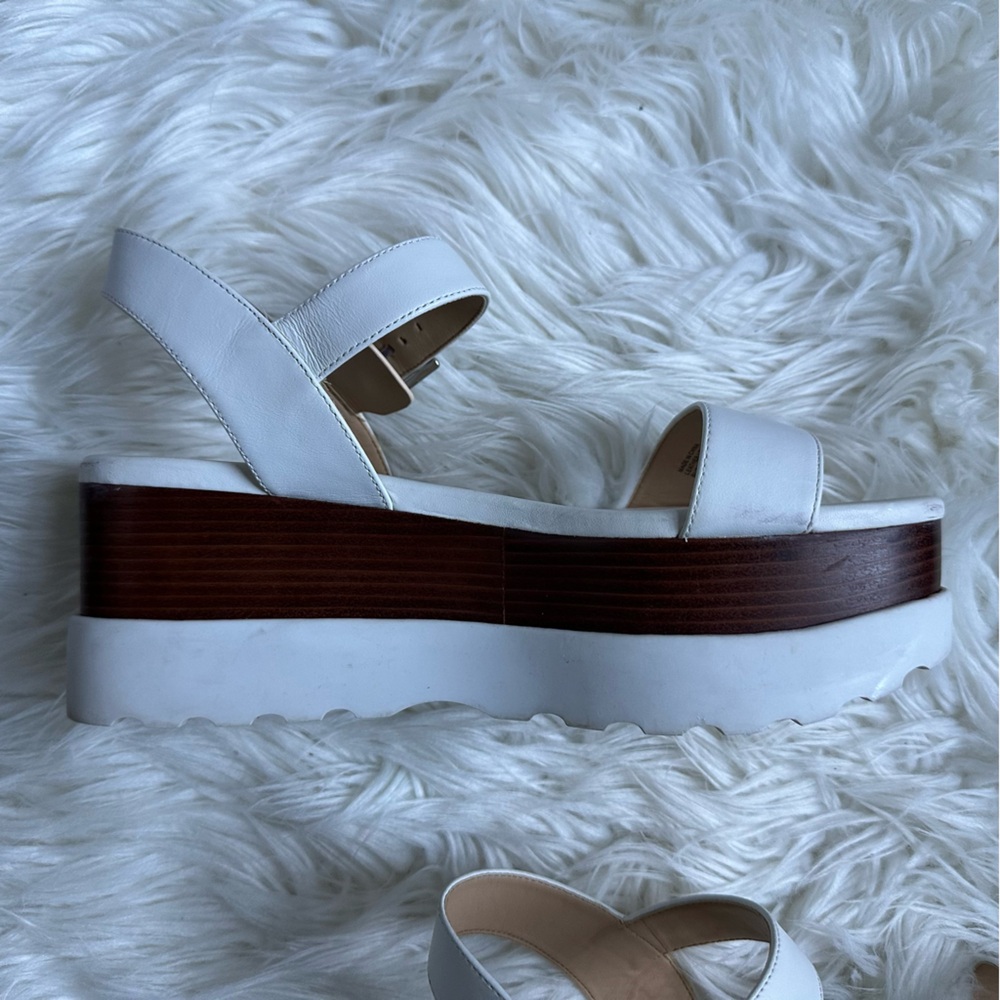 Michael Kors Marlon Platform Leather Optic White Women Sandals Size 7 - Picture 3 of 10